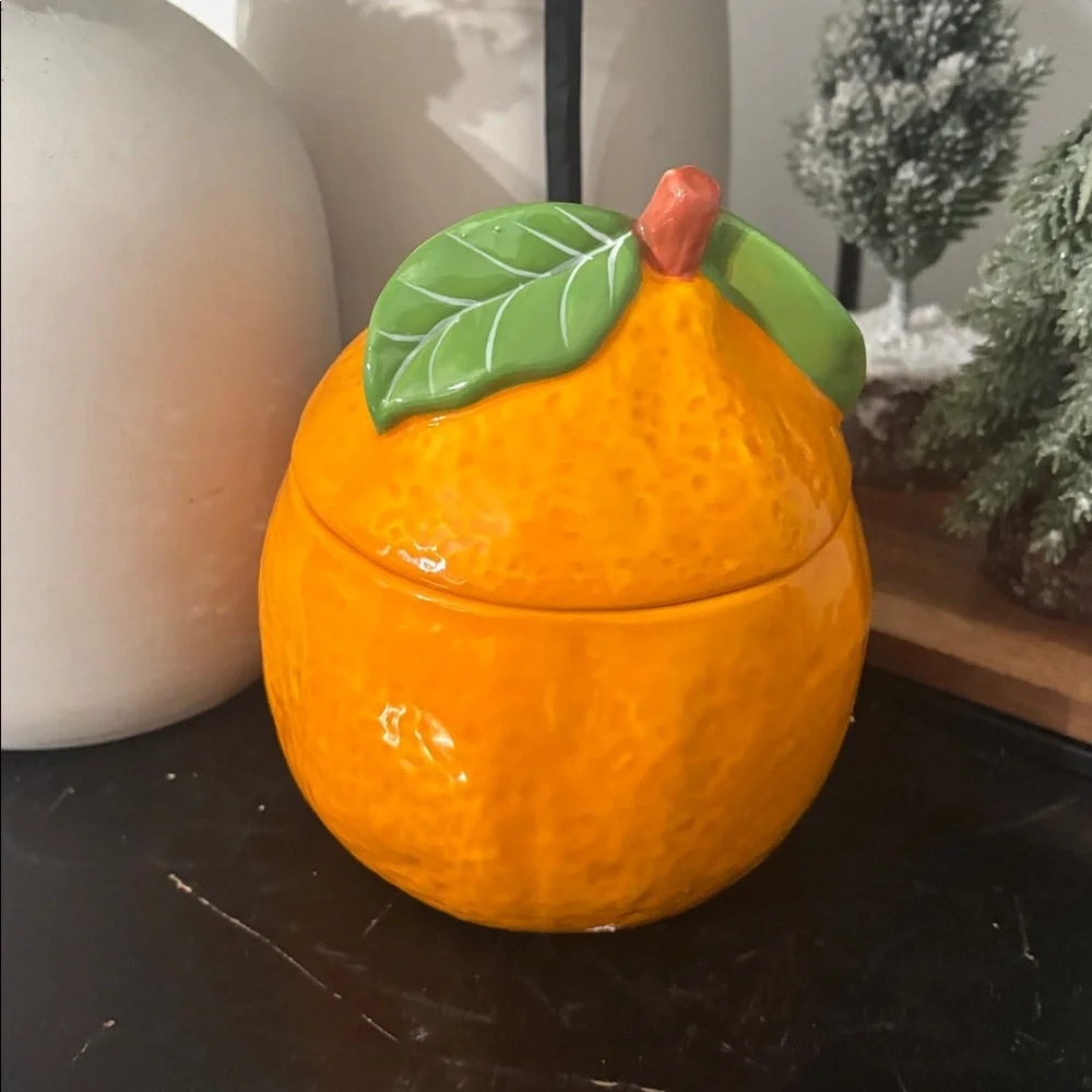NWT Rae Dunn Ceramic Orange Tea Container - Picture 2 of 4